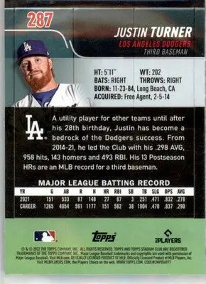 Justin Turner - 2022 Stadium Club Chrome - #287 - Baseball - Baseball Card Single