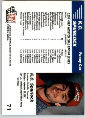 K.C. Spurlock’s Car - 1991 Pro Set NHRA - #71 - Racing - Racing Card Single