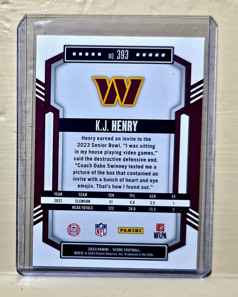 K.J. Henry 2023 Panini NFL #393 Score Rookie Football Card Washington Commanders - Football Card Single