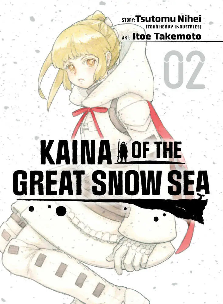 Manga cover of Kaina Of The Great Snow Sea 2 featuring blonde girl in winter attire and character designs by Itoe Takemoto