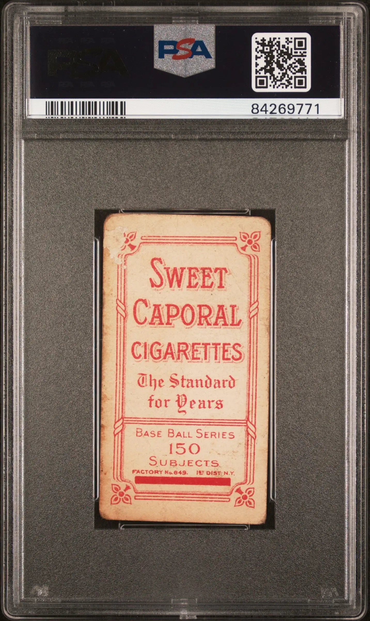 Kaiser Wilhelm 1909-11 T206 Sweet Caporal 150/649Op Hands At Chest in PSA graded case
