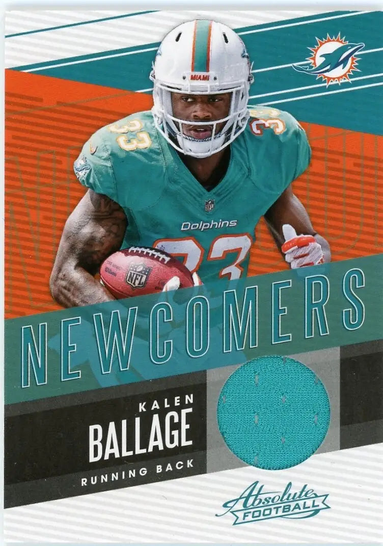 Kalen Ballage 2018 Panini Absolute Newcomers #30 Patch Miami Dolphins Football - Football Card Single
