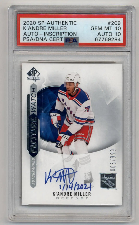 K’Andre Miller 2020-21 SP Authentic #209 Auto Inscription 005/999 PSA 10 Gem Mint Auto 10 - Hockey Card Single
