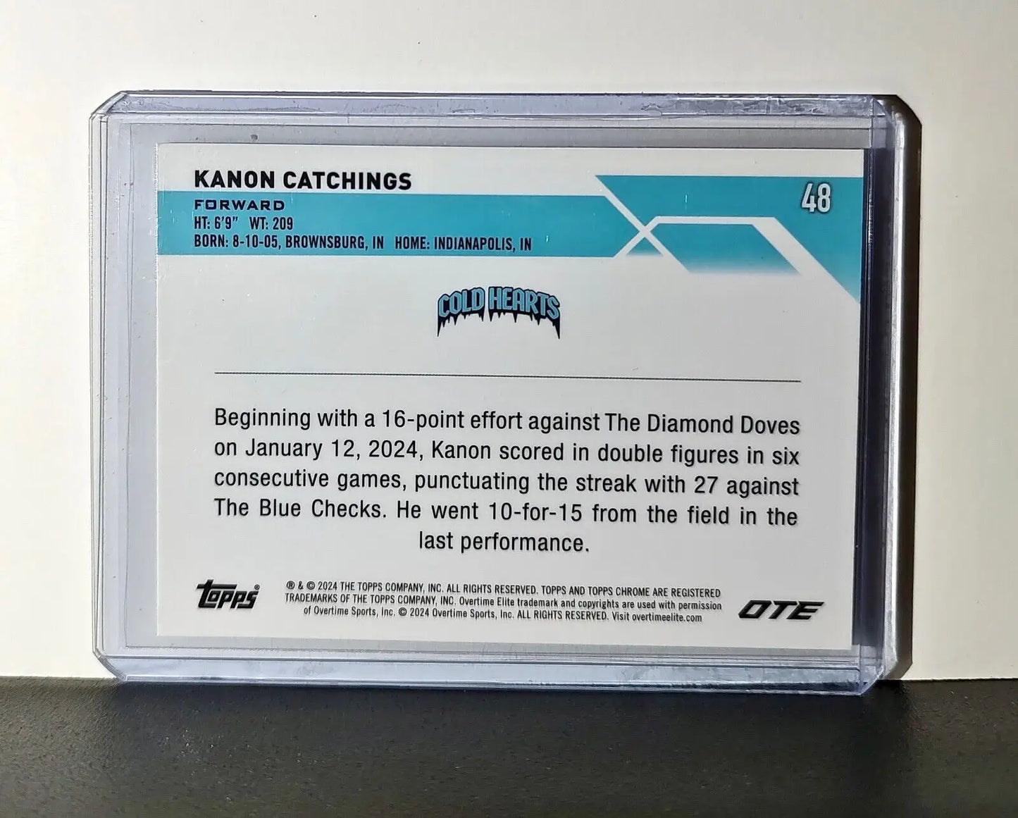 Kanon Catchings Rookie Card 2023-24 Topps Chrome Overtime #48 Cold Hearts - Basketball Card Single