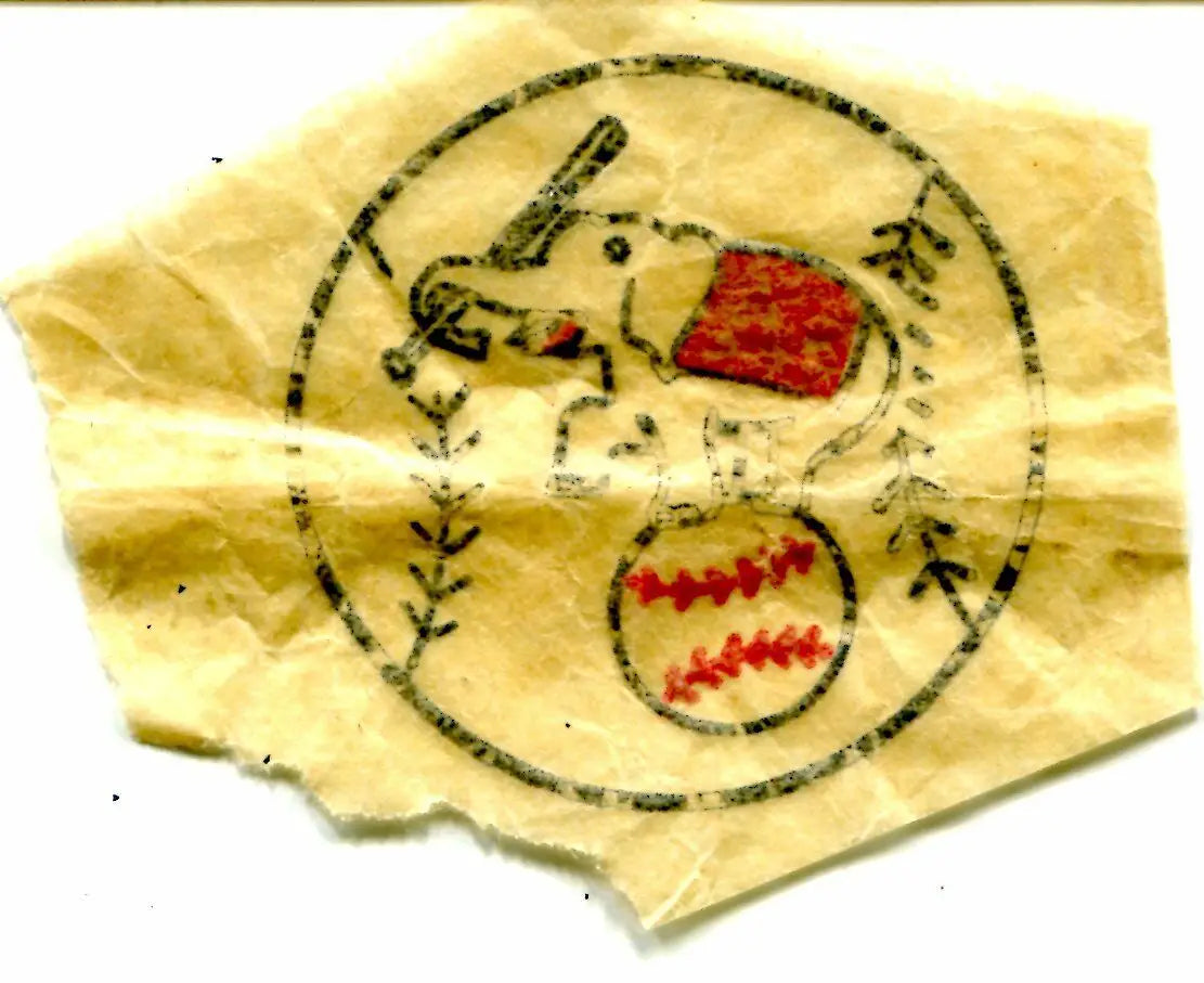 Faded Kansas City Oakland A’s logo on paper from Allison MFG vintage baseball cards