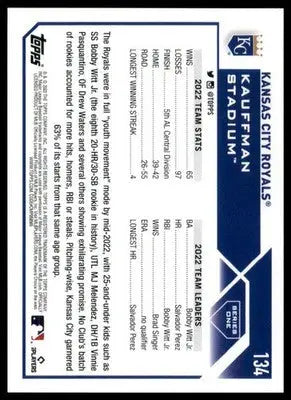 Kansas City Royals 2023 Topps #134 Kansas City Royals - Baseball Card Single
