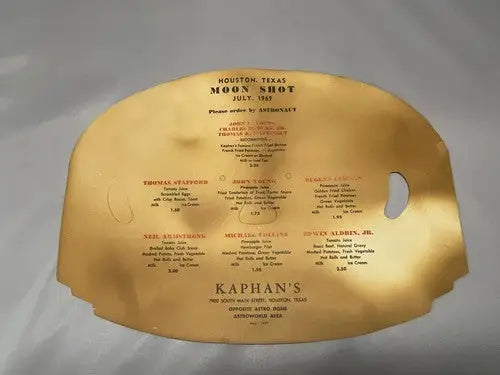 KAPHANS Astronaut Paper Mask Kids Menu Houston Tx Apollo Astroworld 1977 NASA - Entertainment Memorabilia