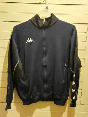 Kappa Track Jacket Mens L Navy Full Zip Logo Tape Sleeve Athletic Classic - Apparel
