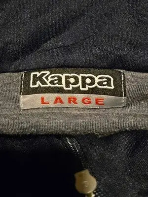 Kappa Track Jacket Mens L Navy Full Zip Logo Tape Sleeve Athletic Classic - Apparel