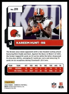 Kareem Hunt 2022 Donruss #211 Cleveland Browns - Football Card Single