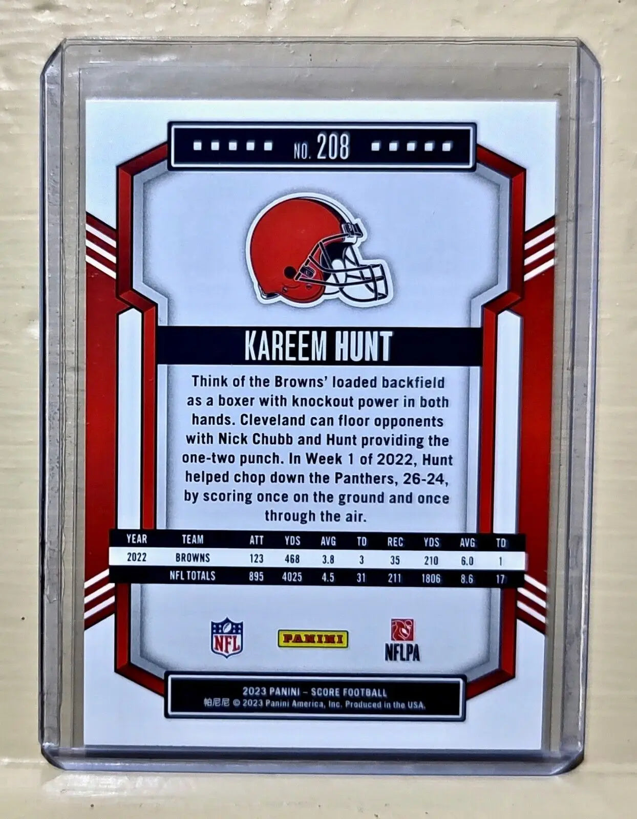 Kareem Hunt 2023 Panini NFL #208 Score Football Card Cleveland Browns - Football Card Single