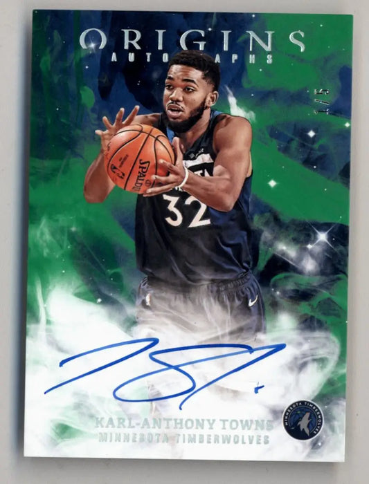 Karl-Anthony Towns 2019-20 Origins Green Auto 1/5 Auto - Basketball Card Single
