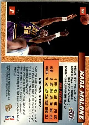 Karl Malone - 1994-95 Topps Embossed - #96 - Basketball - Basketball Card Single