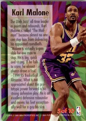 Karl Malone - 1995-96 Ultra - #5 - Ultra Power Basketball - Basketball Card Single