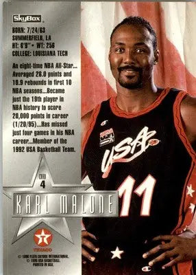 Karl Malone - 1996 SkyBox Texaco USA - #4 - Basketball - Basketball Card Single