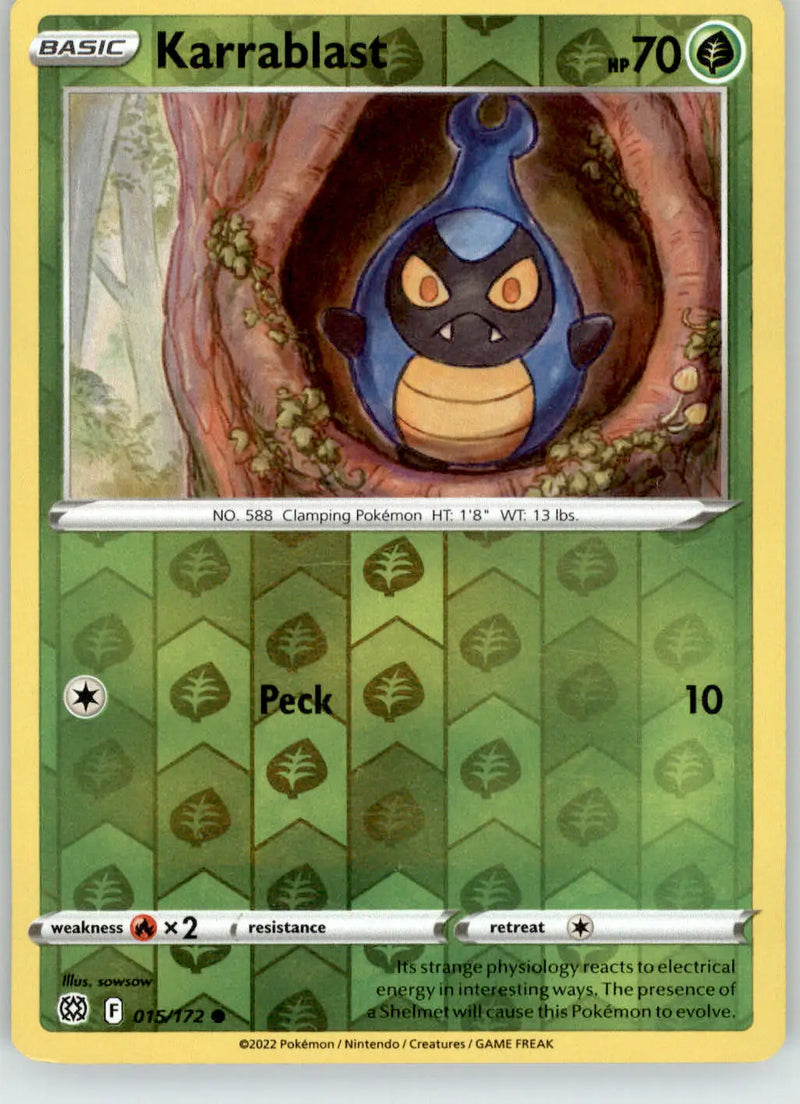 Karrablast - Brilliant Stars - 015/172 - Reverse Holo LP Pokemon - Pokémon Card Single