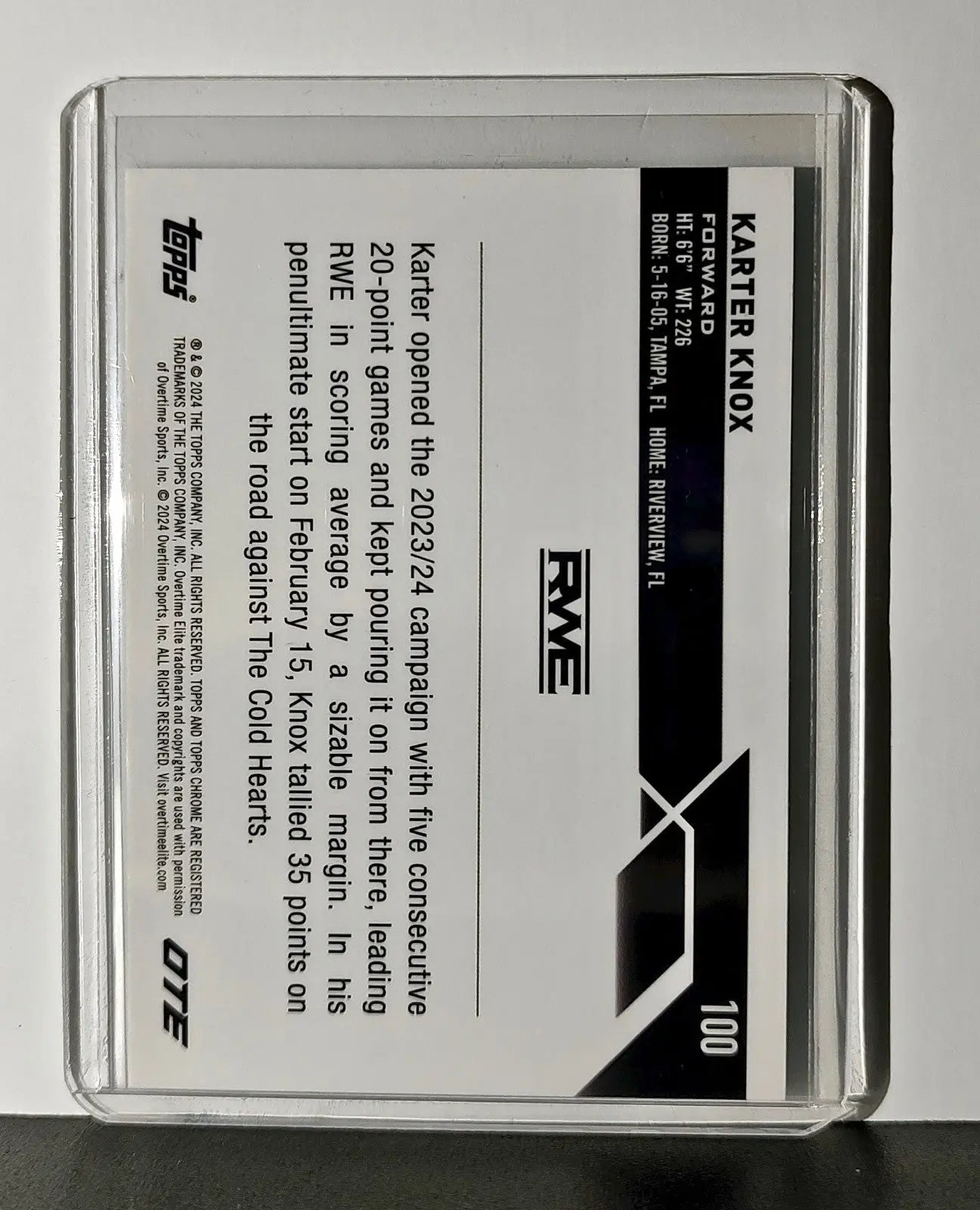 Kartr Knox 2023-24 Topps Chrome Overtime Elite #100 140/199 Aqua Green Refractor