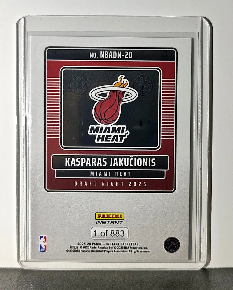 Kasparas Jakucionis Rookie 2025-26 Panini NBA #20 Draft Night Card Miami Heat