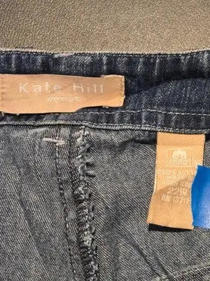 Kate Hill Shorts Womens 22W Denim Cargo Blue Button Fly Belt Loops Pockets - Apparel