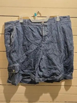 Kate Hill Shorts Womens 22W Denim Cargo Blue Button Fly Belt Loops Pockets - Apparel