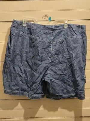 Kate Hill Shorts Womens 22W Denim Cargo Blue Button Fly Belt Loops Pockets - Apparel