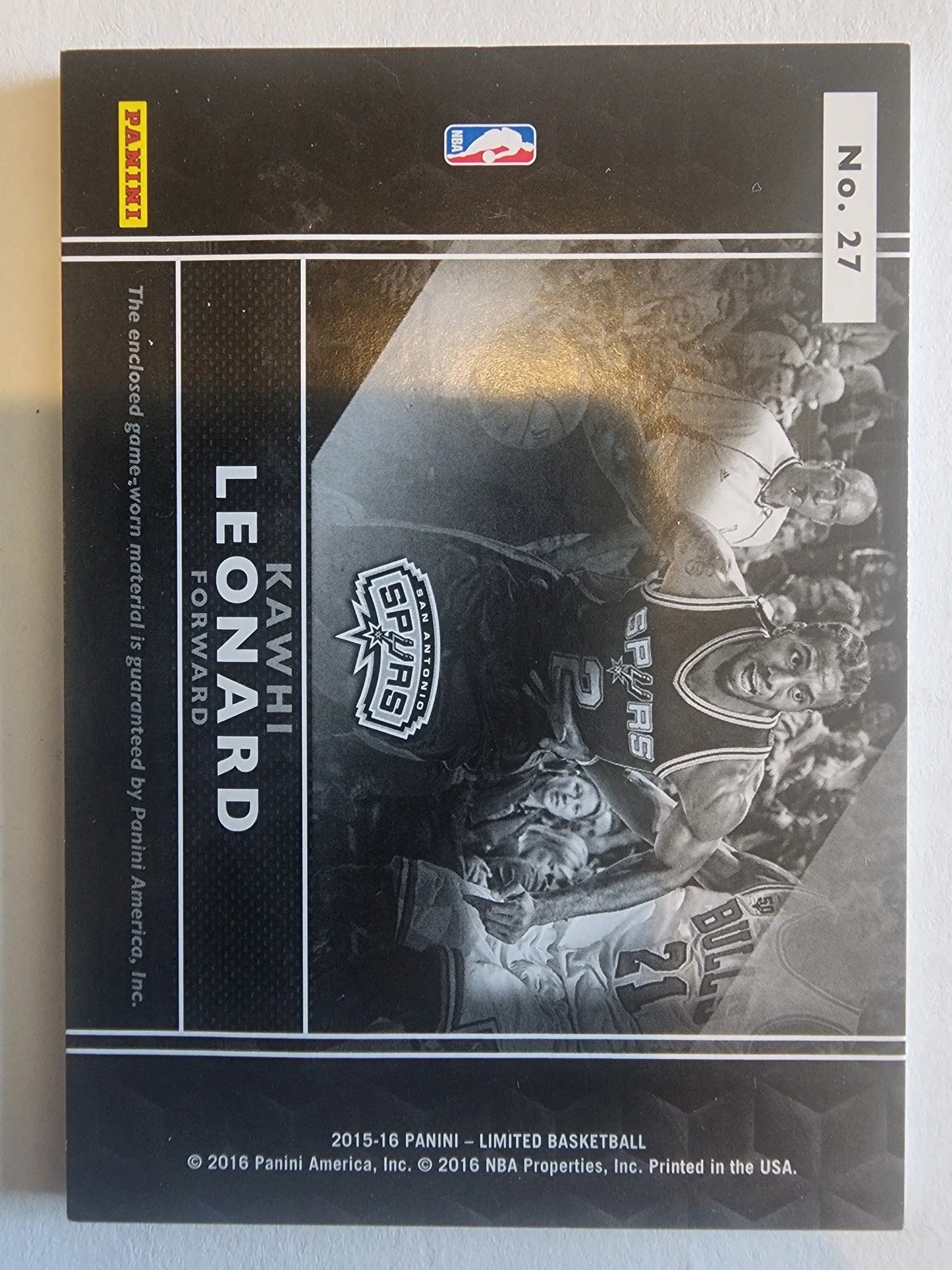 Kawhi Leonard 2015 Panini Limited Team Trademarks Patch #18/25 - Basketball Card Single
