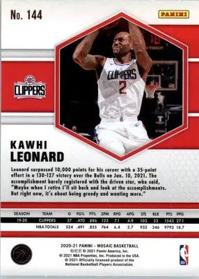 Kawhi Leonard - 2020-21 Panini Mosaic - #144 - Basketball - Basketball Card Single