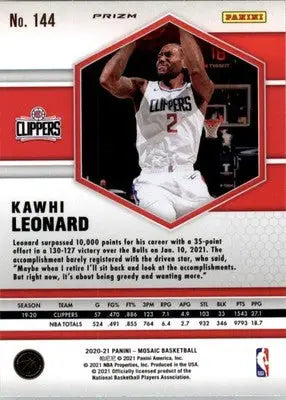 Kawhi Leonard - 2020-21 Panini Mosaic - #144 - Mosaic Camo Pink Basketball - Basketball Card Single
