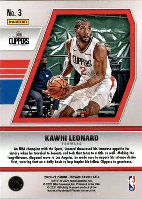 Kawhi Leonard - 2020-21 Panini Mosaic - #3 - Will to Win Basketball - Basketball Card Single