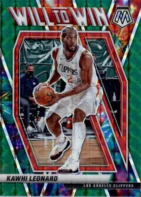 Kawhi Leonard - 2020-21 Panini Mosaic - #3 - Will to Win Mosaic Green Basketball - Basketball Card Single