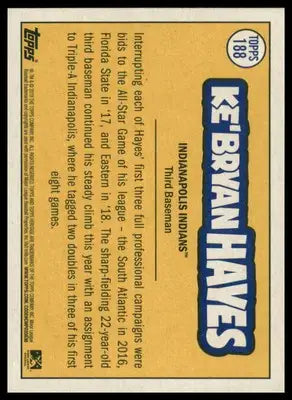 Ke’Bryan Hayes 2019 Topps Heritage Minor League #188 Indianapolis Indians - Baseball Card Single