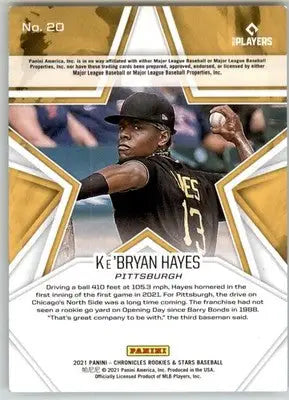 Ke’Bryan Hayes - 2021 Panini Chronicles - #20 - Rookies & Stars Baseball - Baseball Card Single