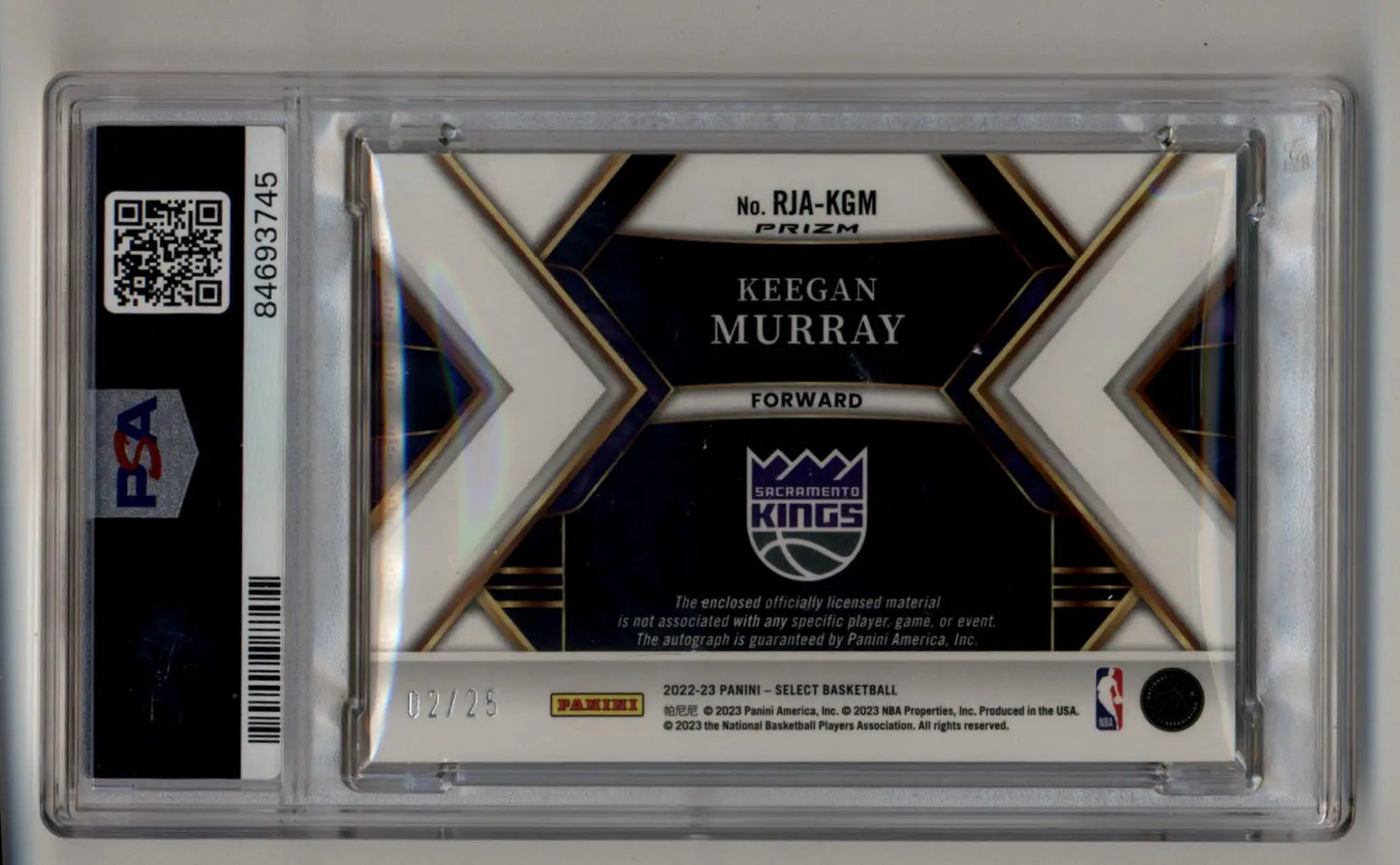 Keegan Murray 2022-23 Select Rookie Jersey Auto Tie-Dye 02/25 PSA 9 Mint Auto 10 - Basketball Card Single