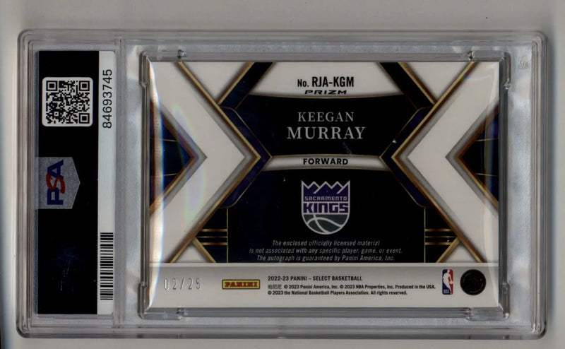 Keegan Murray 2022-23 Select Rookie Jersey Auto Tie-Dye 02/25 PSA 9 Mint Auto 10 - Basketball Card Single