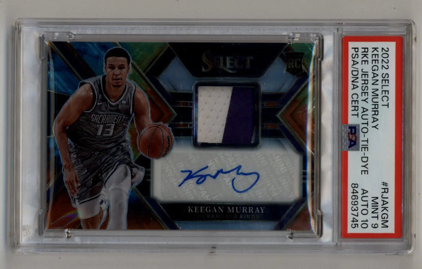 Keegan Murray 2022-23 Select Rookie Jersey Auto Tie-Dye 02/25 PSA 9 Mint Auto 10 - Basketball Card Single