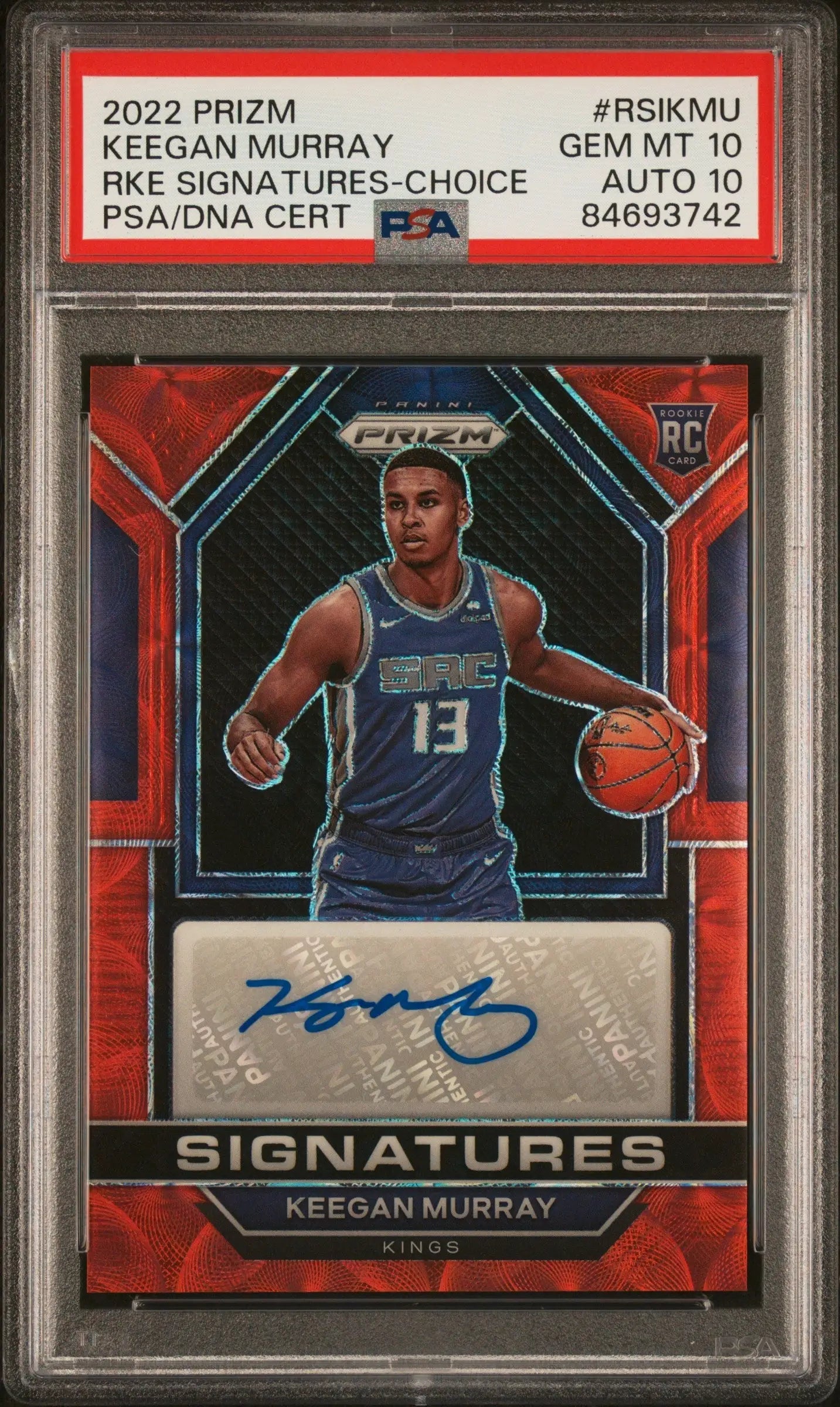 Keegan Murray 2022 Panini Prizm Choice Rookie Auto PSA 10 Auto 10 - Basketball Card Single