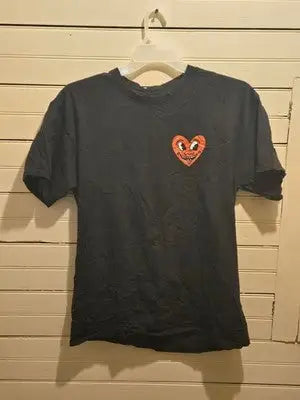 Keith Haring T-Shirt Mens L Black Heart Graphic Short Sleeve Cotton Back Print - Apparel