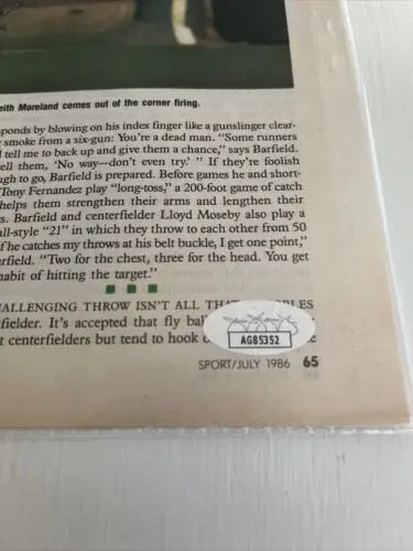 Keith Moreland signed Sport Magazine page Chicago Cubs with authentication sticker