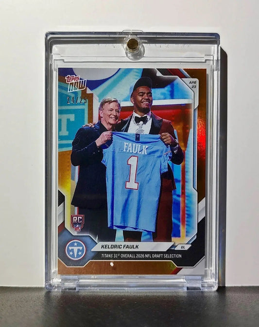 Keldric Faulk Rookie 2026 Topps Now Draft Night #KFAU Orange Foil 24/25 Card - Football Card Single