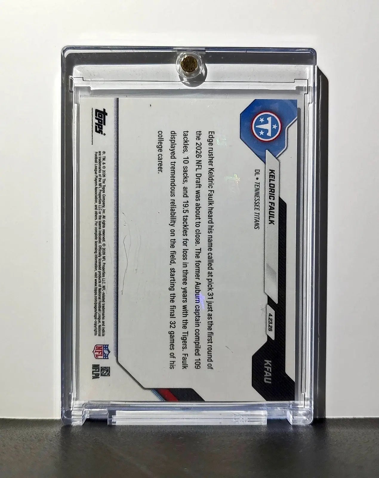 Keldric Faulk Rookie 2026 Topps Now Draft Night #KFAU Orange Foil 24/25 Card - Football Card Single