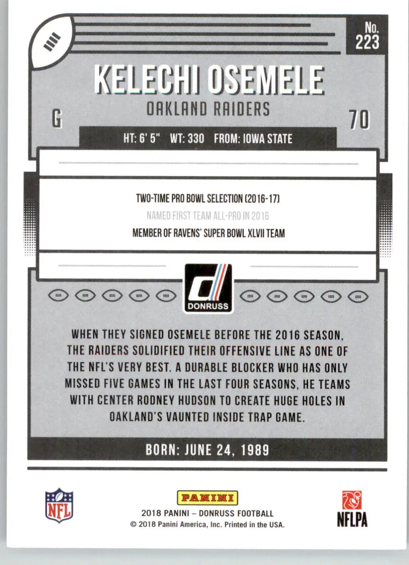 Kelechi Osemele - 2018 Donruss - #223 - Football - Football Card Single