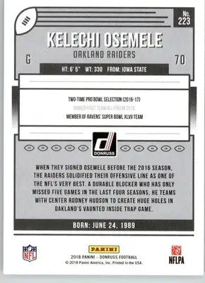 Kelechi Osemele - 2018 Donruss - #223 - Football - Football Card Single