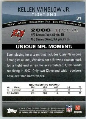 Kellen Winslow Jr. - 2009 Topps Unique - #31 - #/1829 SN Football - Football Card Single