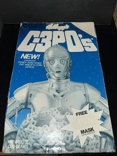 Kellogg’s C-3PO’s CEREAL BOX C3P0 Star Wars 1984 Box Panel Front Only FADED - Entertainment Memorabilia