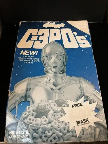 Kellogg’s C-3PO’s CEREAL BOX C3P0 Star Wars 1984 Box Panel Front Only FADED - Entertainment Memorabilia