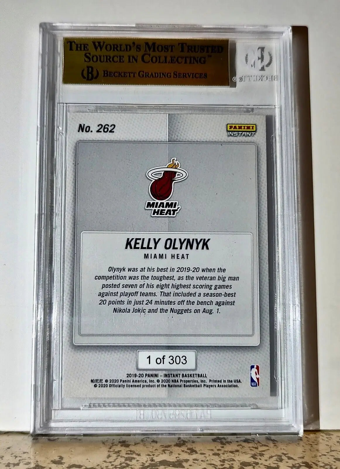 Kelly Olynyk 2019-20 Panini NBA #262 Card 1 of 303 BGS 9.5 Gem Mint Miami Heat - Basketball Card Single