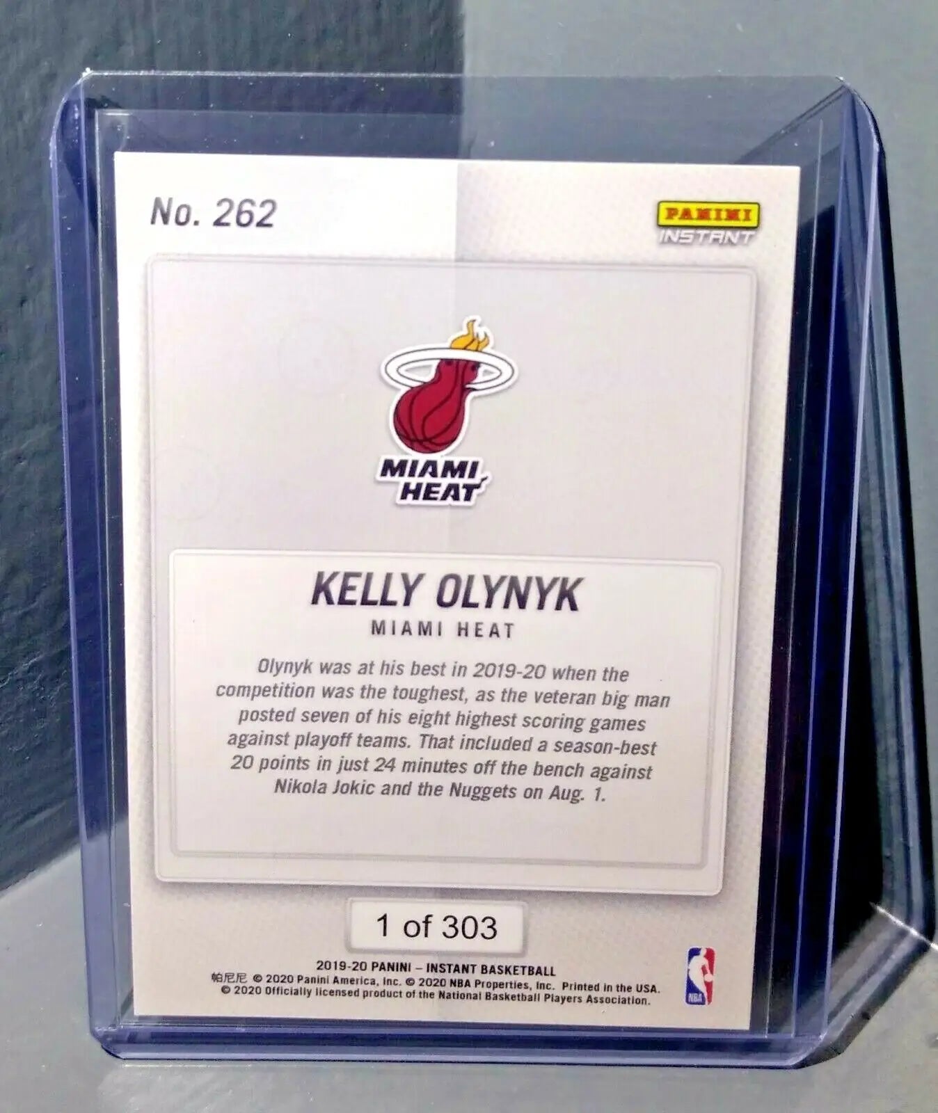 Kelly Olynyk 2019-2020 Panini NBA Instant Heat #262 Basketball Card 1 of 303 - Basketball Card Single