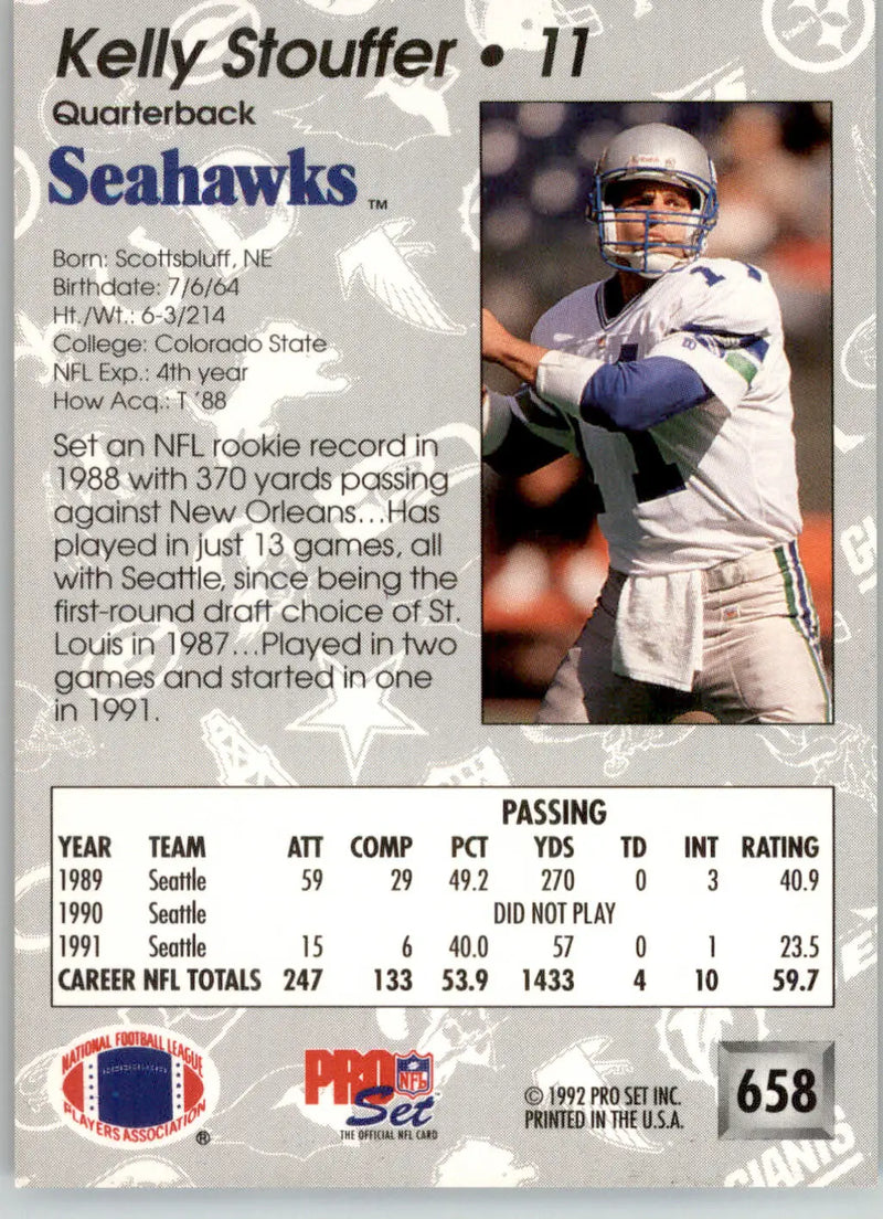Kelly Stouffer - 1992 Pro Set - #658 - Football - Football Card Single