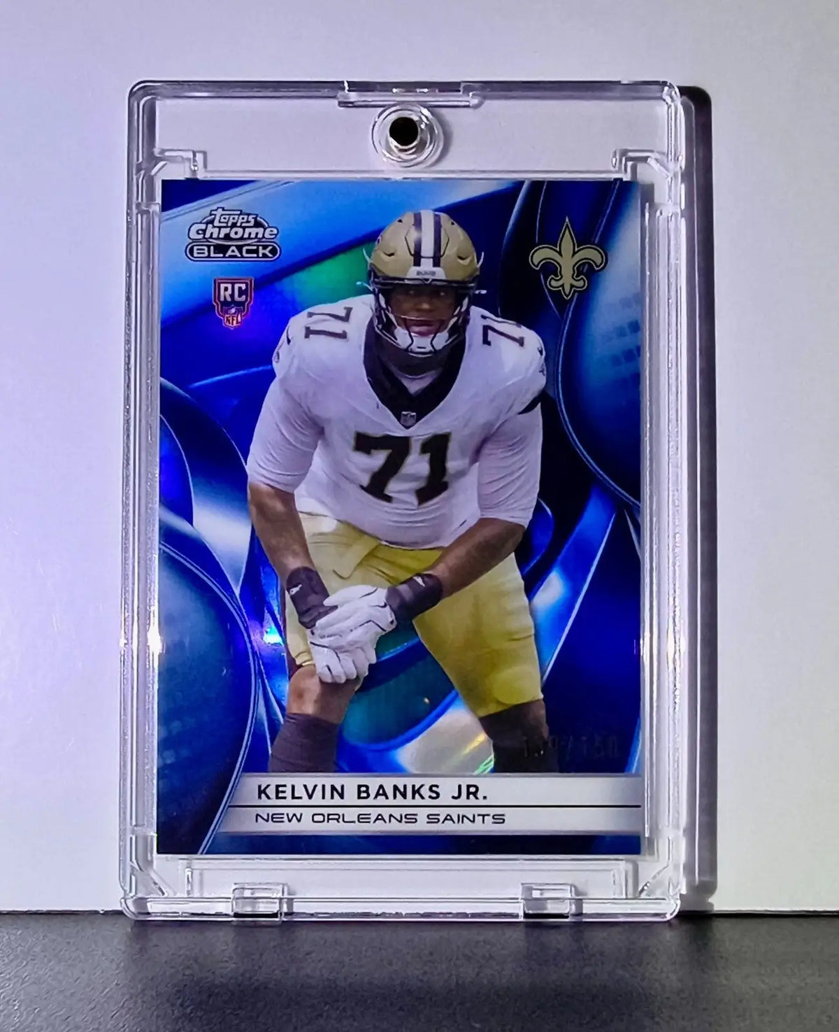 Kelvin Banks Jr Rookie 2025 NFL Topps Chrome Black #134 Blue Refractor 139/150 - Football Card Single