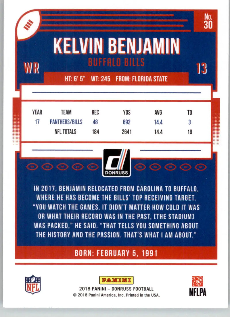 Kelvin Benjamin - 2018 Donruss - #30 - Football